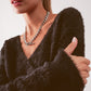 Fluffy v neck knit jumper in black Szua Store