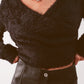 Fluffy v neck knit jumper in black Szua Store