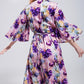 Flutter sleeve maxi dress in purple floral print Szua Store