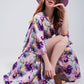 Flutter sleeve maxi dress in purple floral print Szua Store