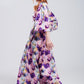 Flutter sleeve maxi dress in purple floral print Szua Store