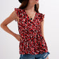 Frill detail chiffon blouse in animal print Szua Store