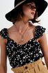 Frill strap cami top in black ditsy floral print Szua Store