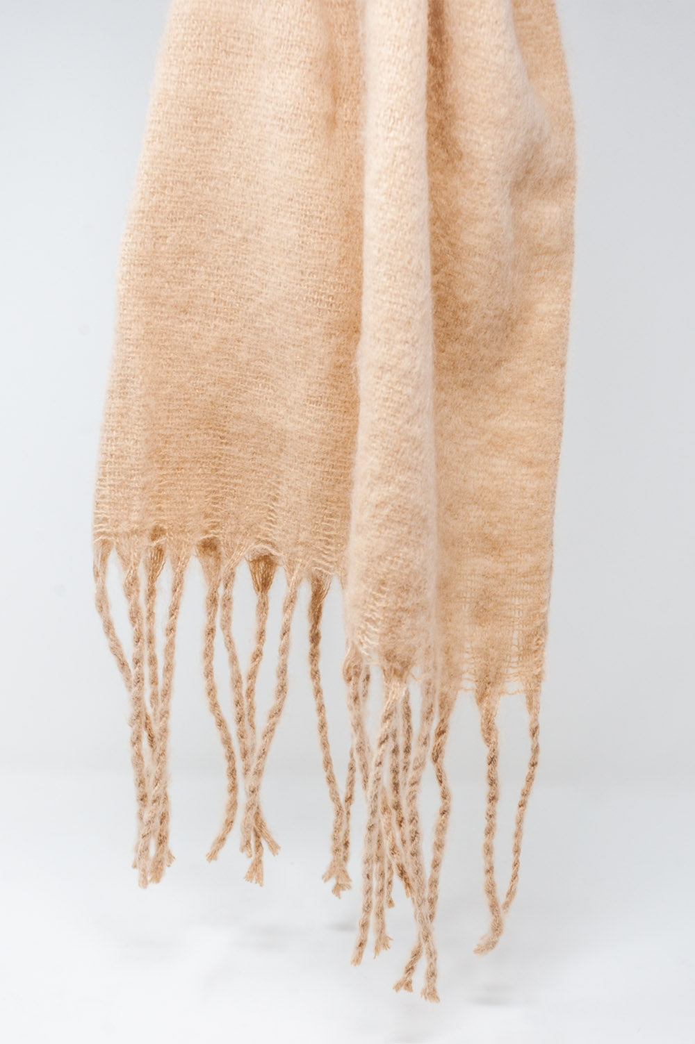 Fringed striped scarf in beige Szua Store