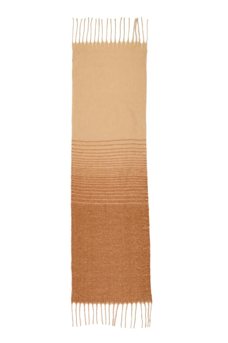 Fringed striped scarf in beige Szua Store