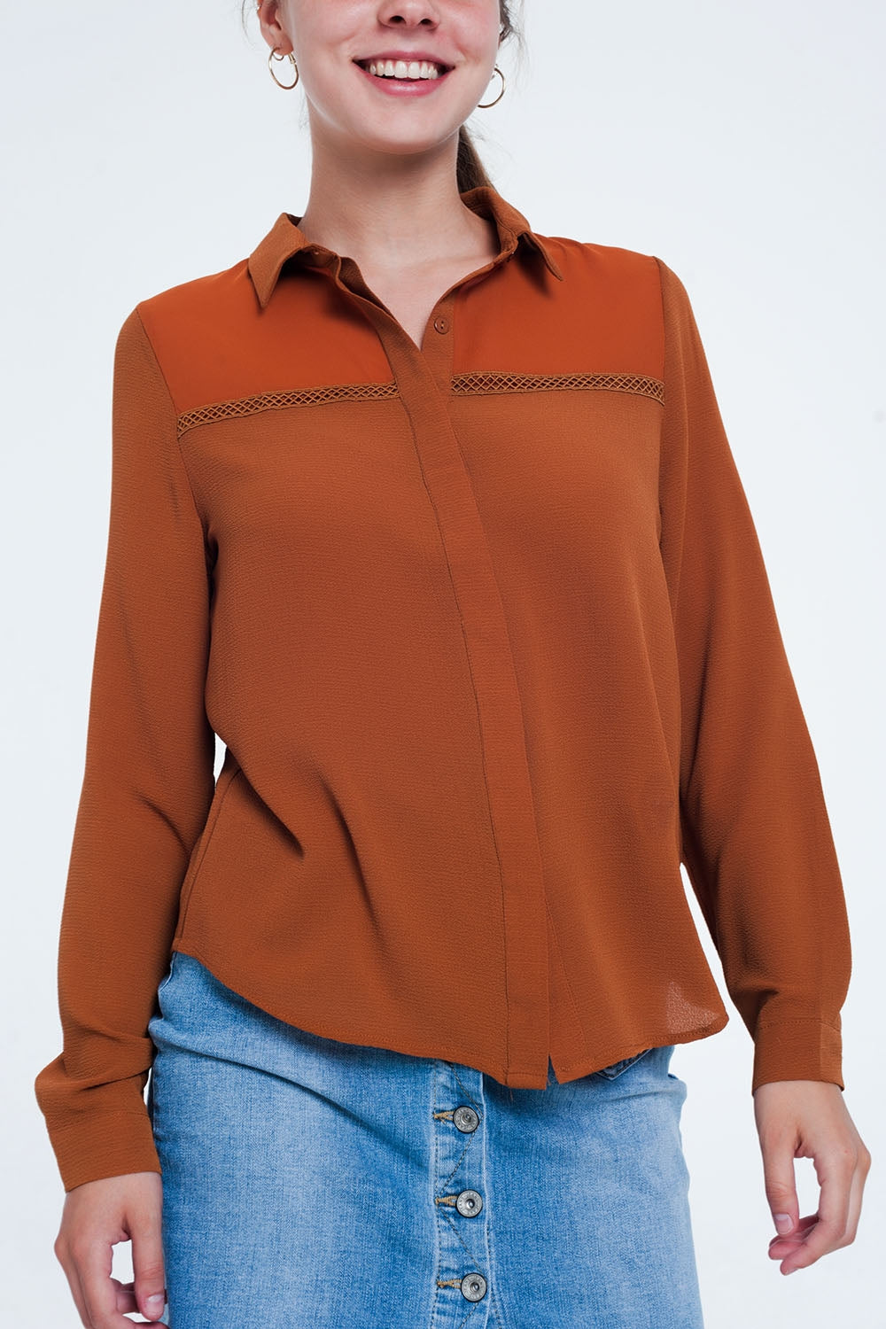 Front insert blouse orange Szua Store