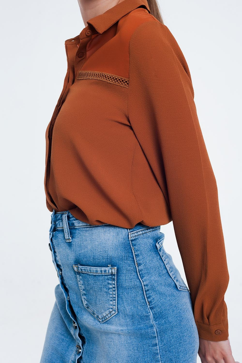 Front insert blouse orange Szua Store