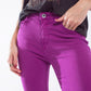 Fuchsia ankle super skinny jeans with soft wrinkles
