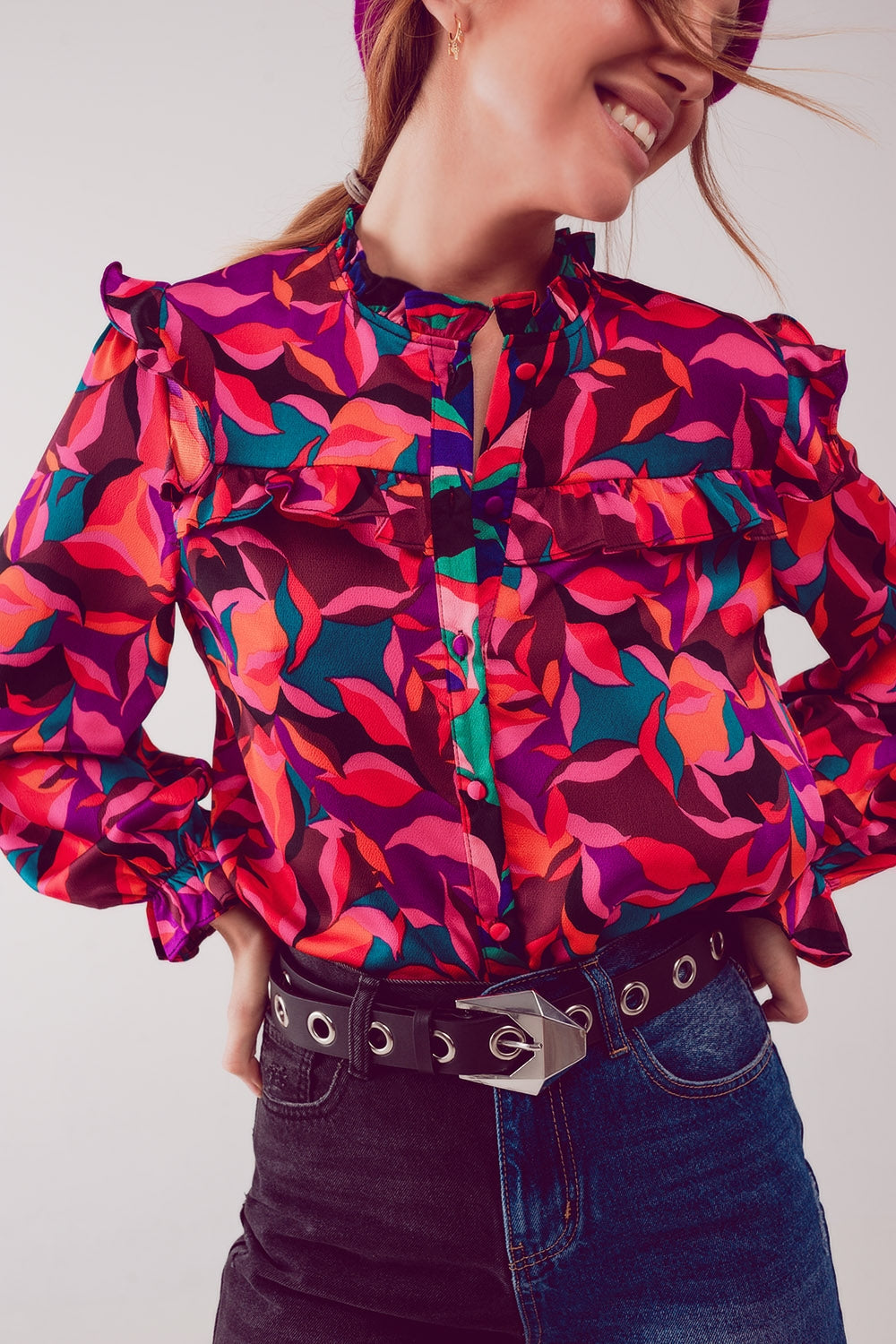 fuchsia printed shirt long sleeves Szua Store