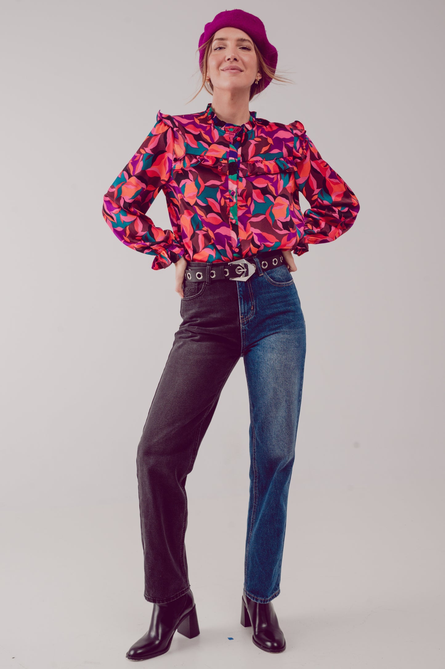 fuchsia printed shirt long sleeves Szua Store