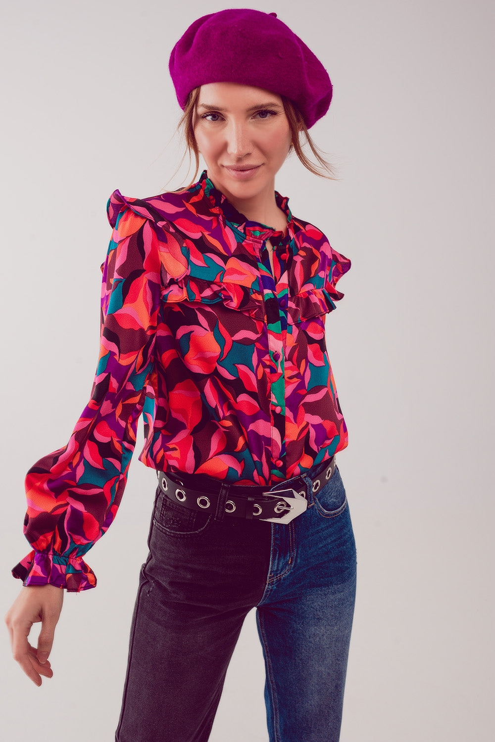 fuchsia printed shirt long sleeves Szua Store