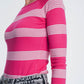 Fuchsia striped sweater with boat neck Szua Store