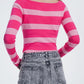 Fuchsia striped sweater with boat neck Szua Store