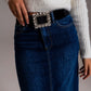 Full Length Stretch Denim 90's Skirt in Dark Wash - Szua Store