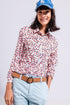 Geo print front buttoned shirt in orange Szua Store