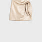 Q2 Gold faux leather mini skirt with bow on the side