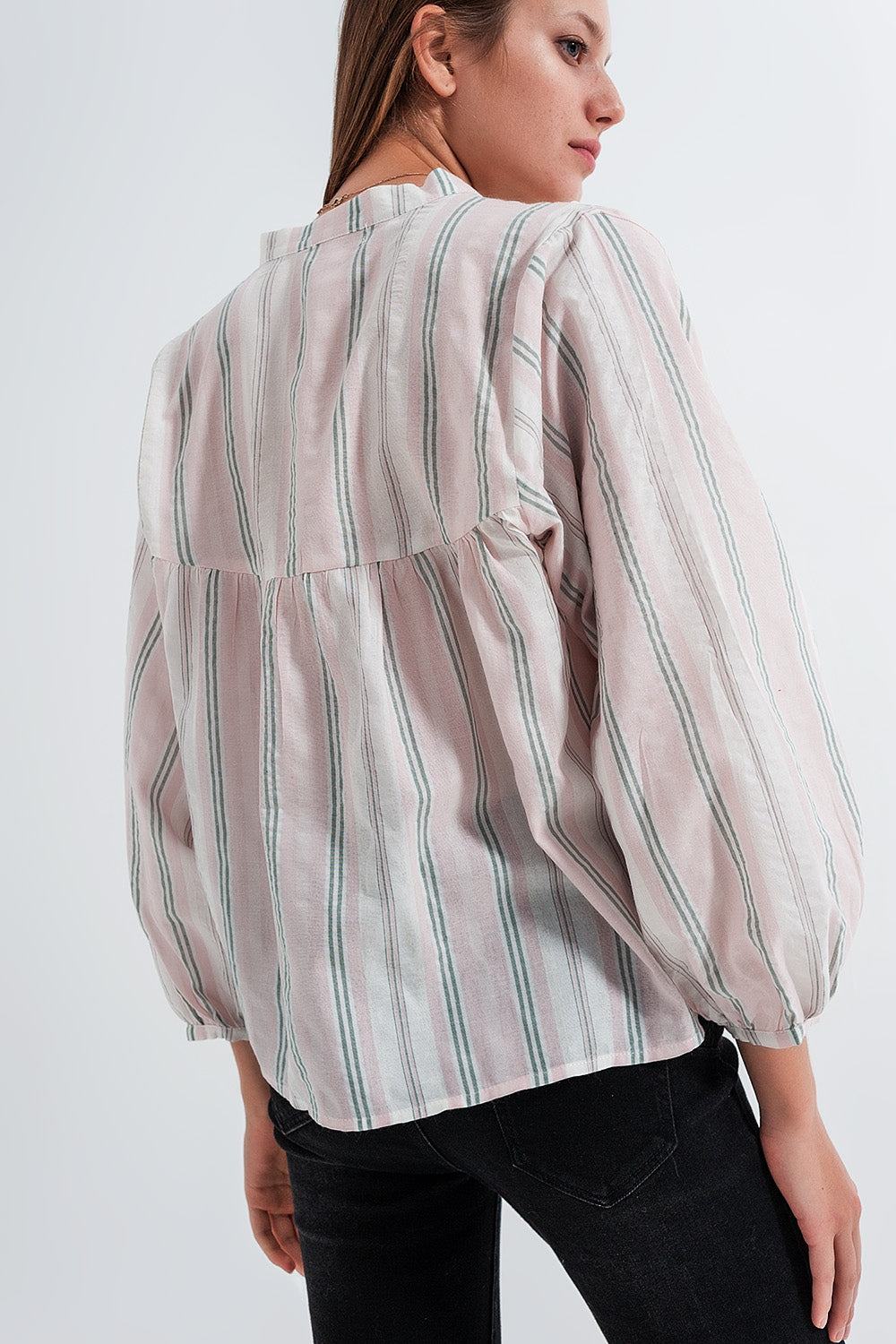 Grandad shirt in pink stripe Szua Store