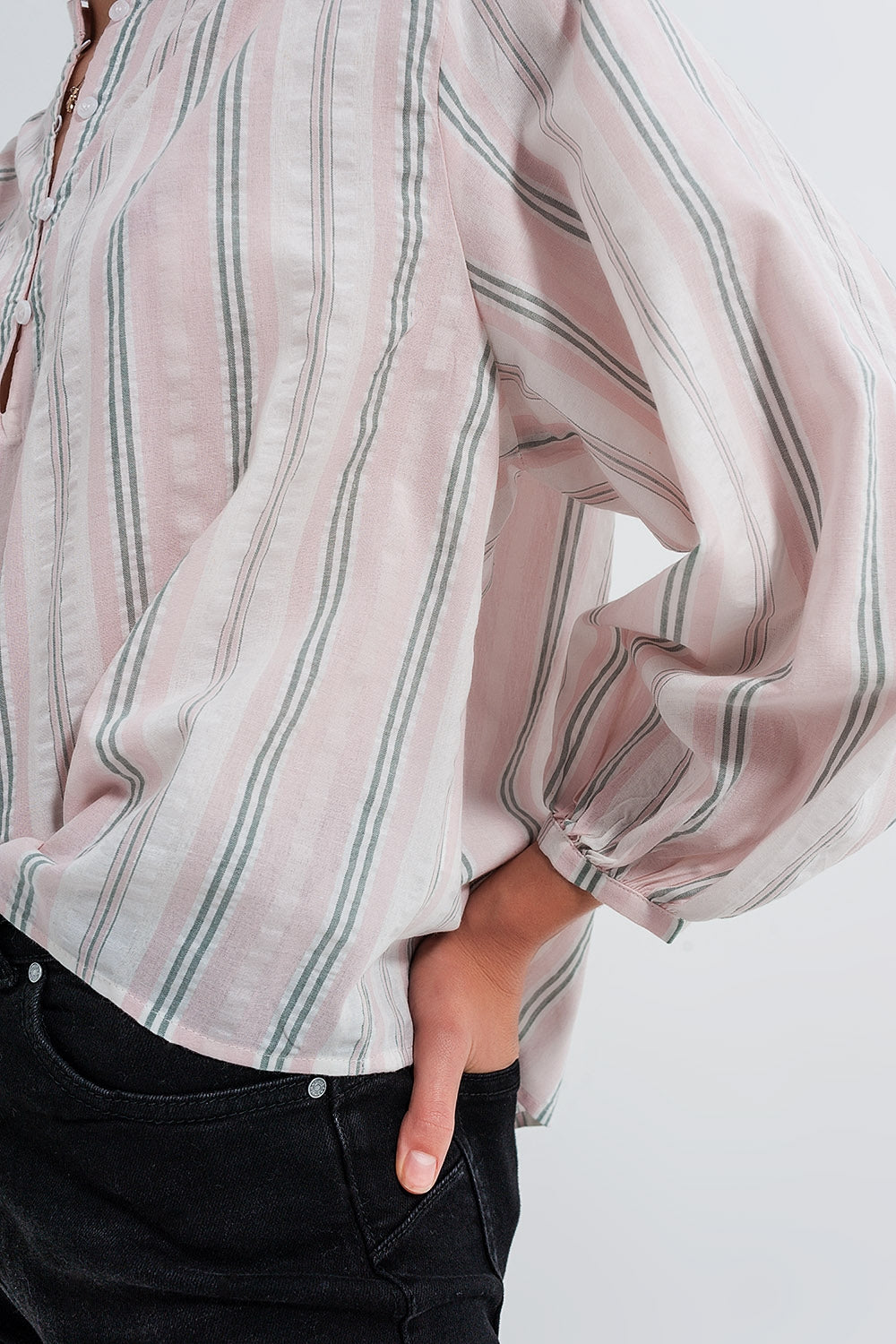 Grandad shirt in pink stripe Szua Store