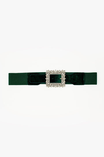 Q2 Green Belt with rhinestones and adjustable elastic