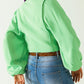 Green blouse with balloon sleeves and frontal closure with buttons