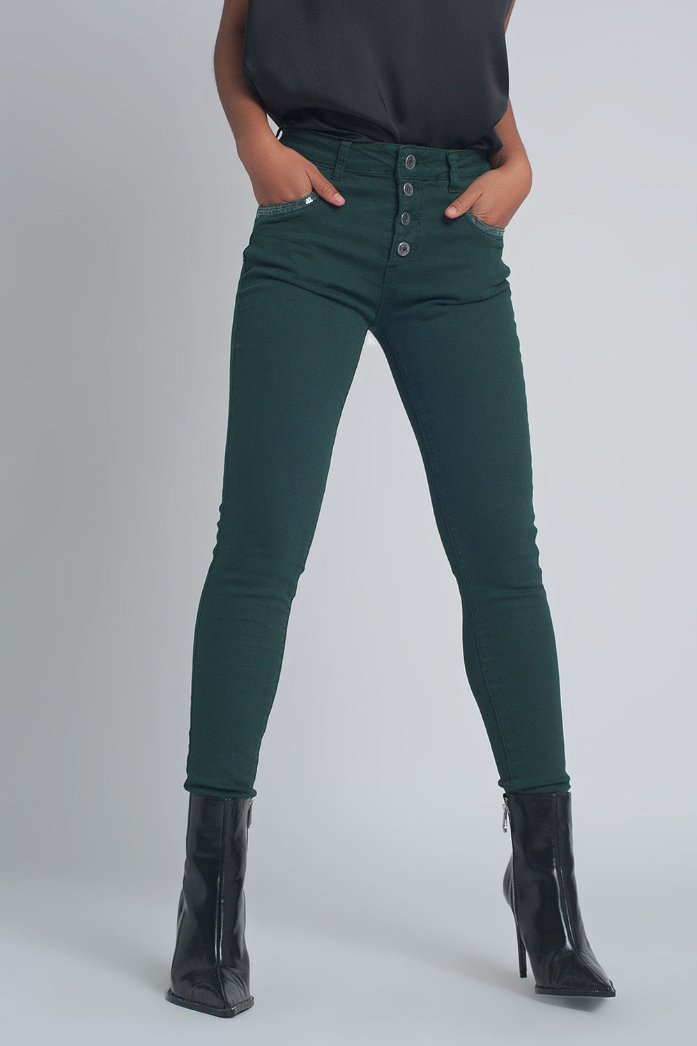 Green boyfriend Pants with sequin pocket detail Szua Store