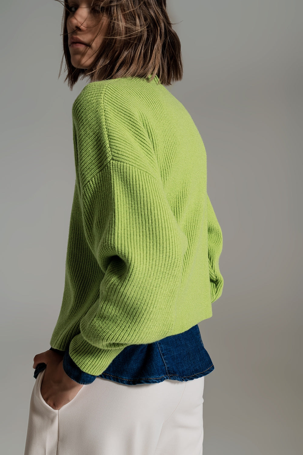 Green chunky knitted relaxed Jumper - Szua Store