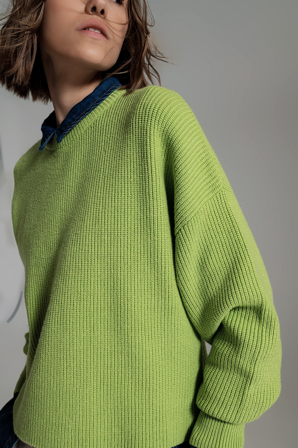 Green chunky knitted relaxed Jumper - Szua Store