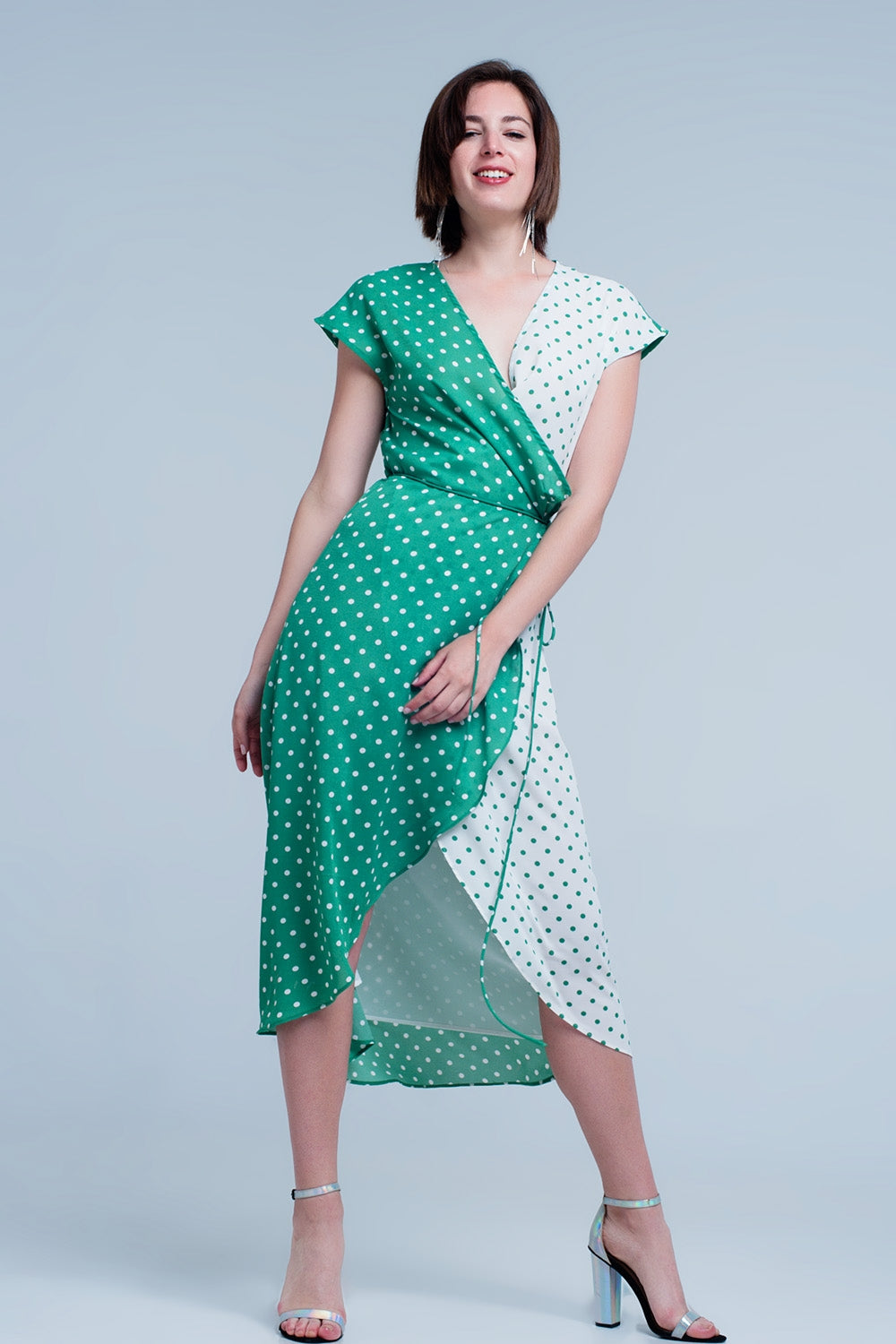 Q2 Green dress with polka dots