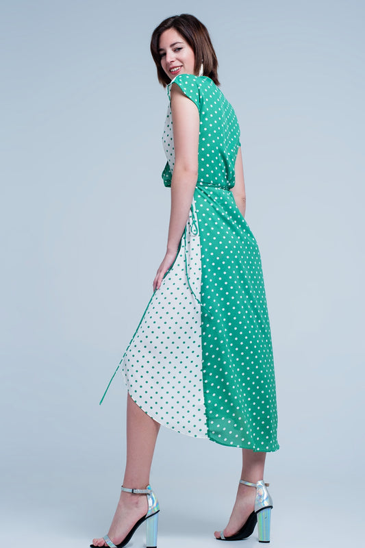 Green dress with polka dots - Szua Store
