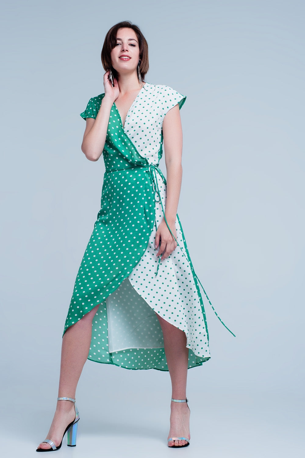 Green dress with polka dots - Szua Store