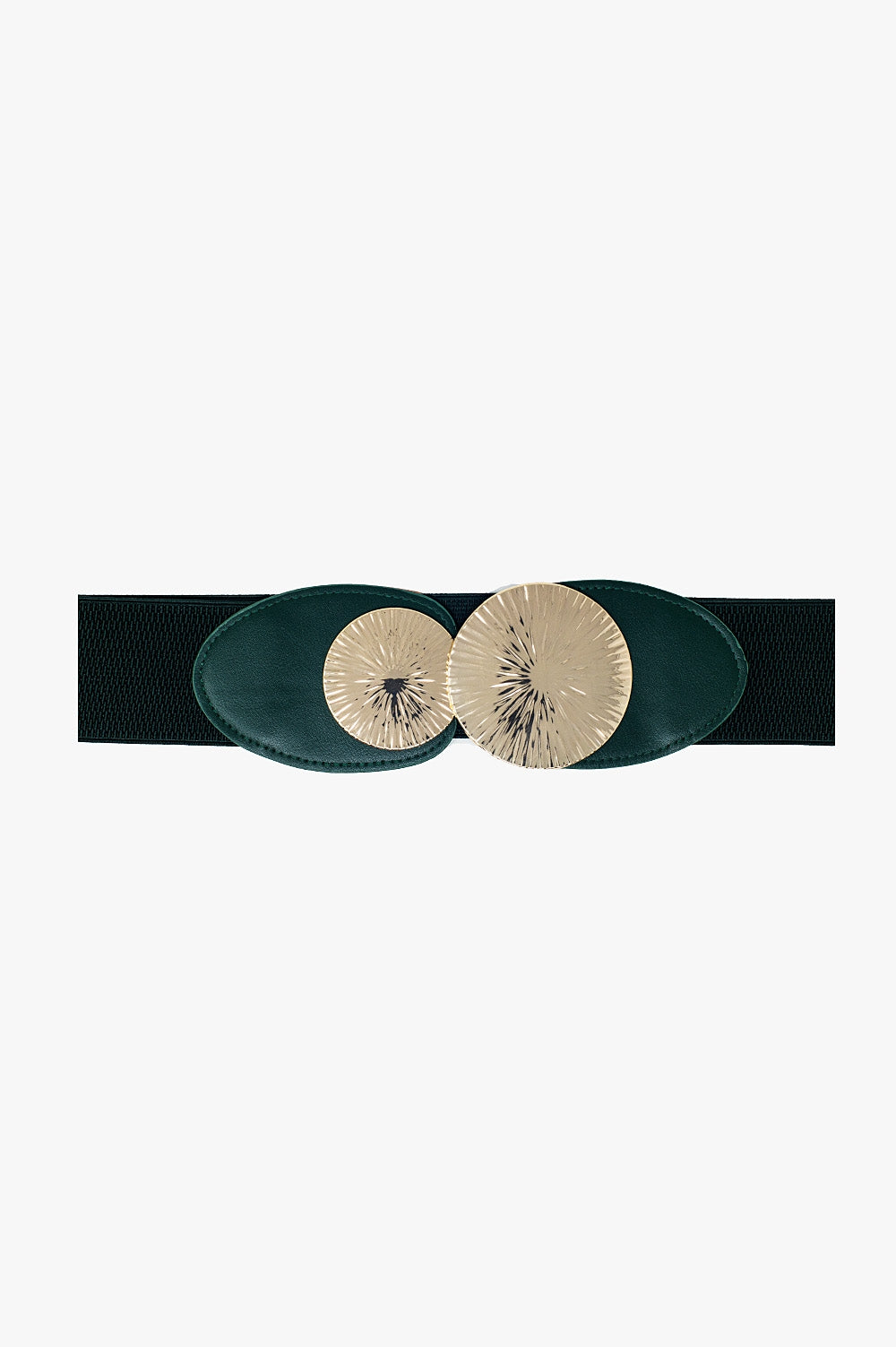 Q2 Green elastic belt with double metal buckle