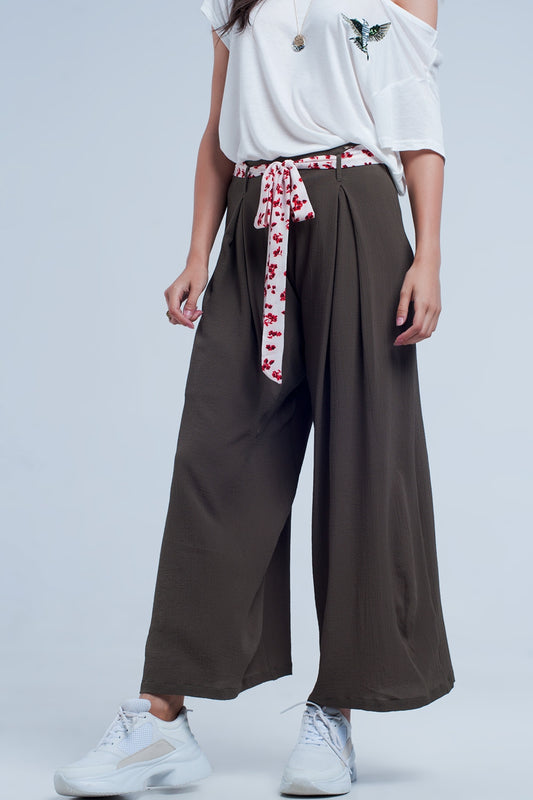 Green pants with floral belt Szua Store