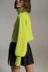 Green ribbed knit turtleneck jumper with balloon sleeves - Szua Store