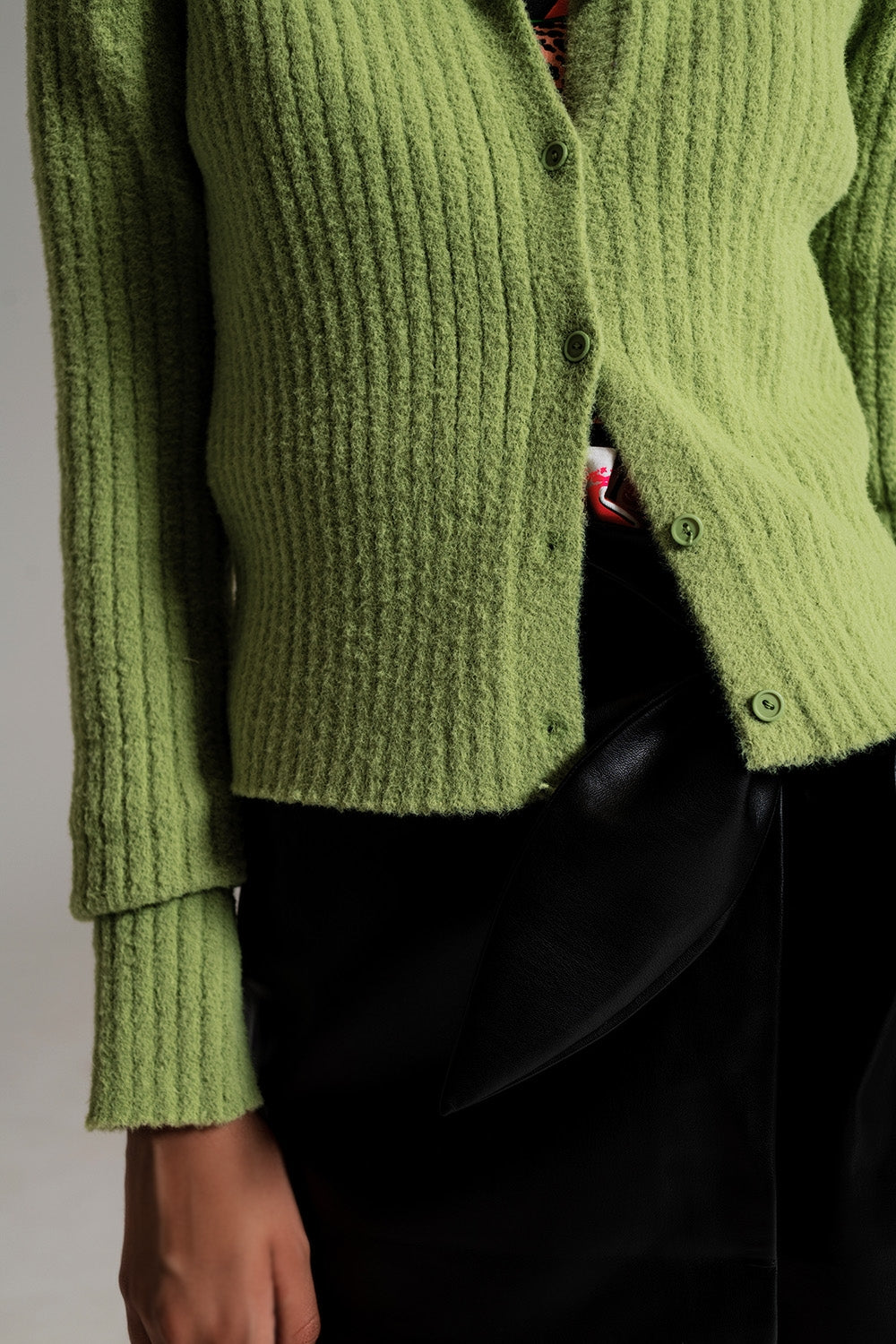 Green super soft fluffy knit cardigan - Szua Store