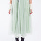 Q2 Green tulle midi skirt with elastic waist