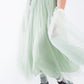 Green tulle midi skirt with elastic waist