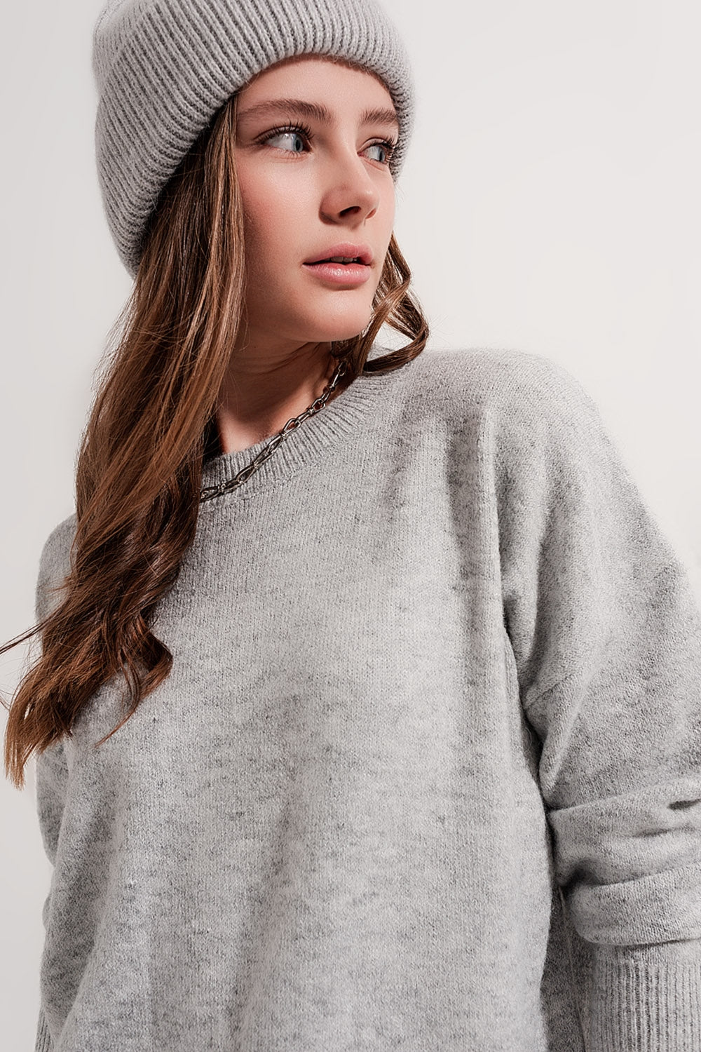 Grey knitted sweater round neck Szua Store
