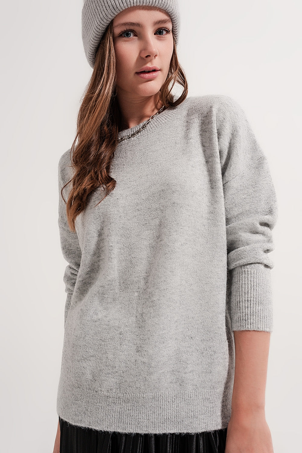 Grey knitted sweater round neck Szua Store