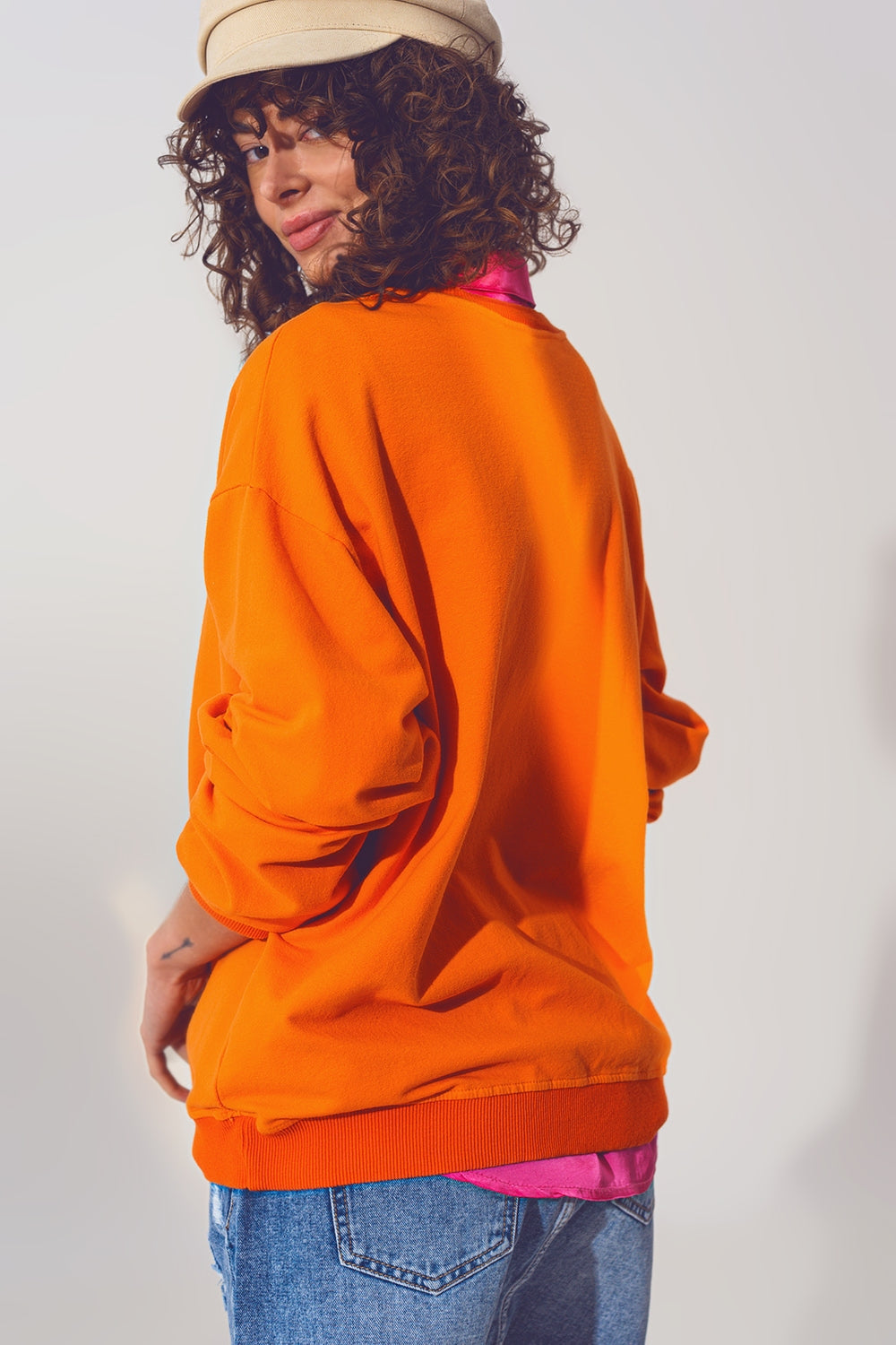 GRL PWR Text Sweatshirt in Orange - Szua Store