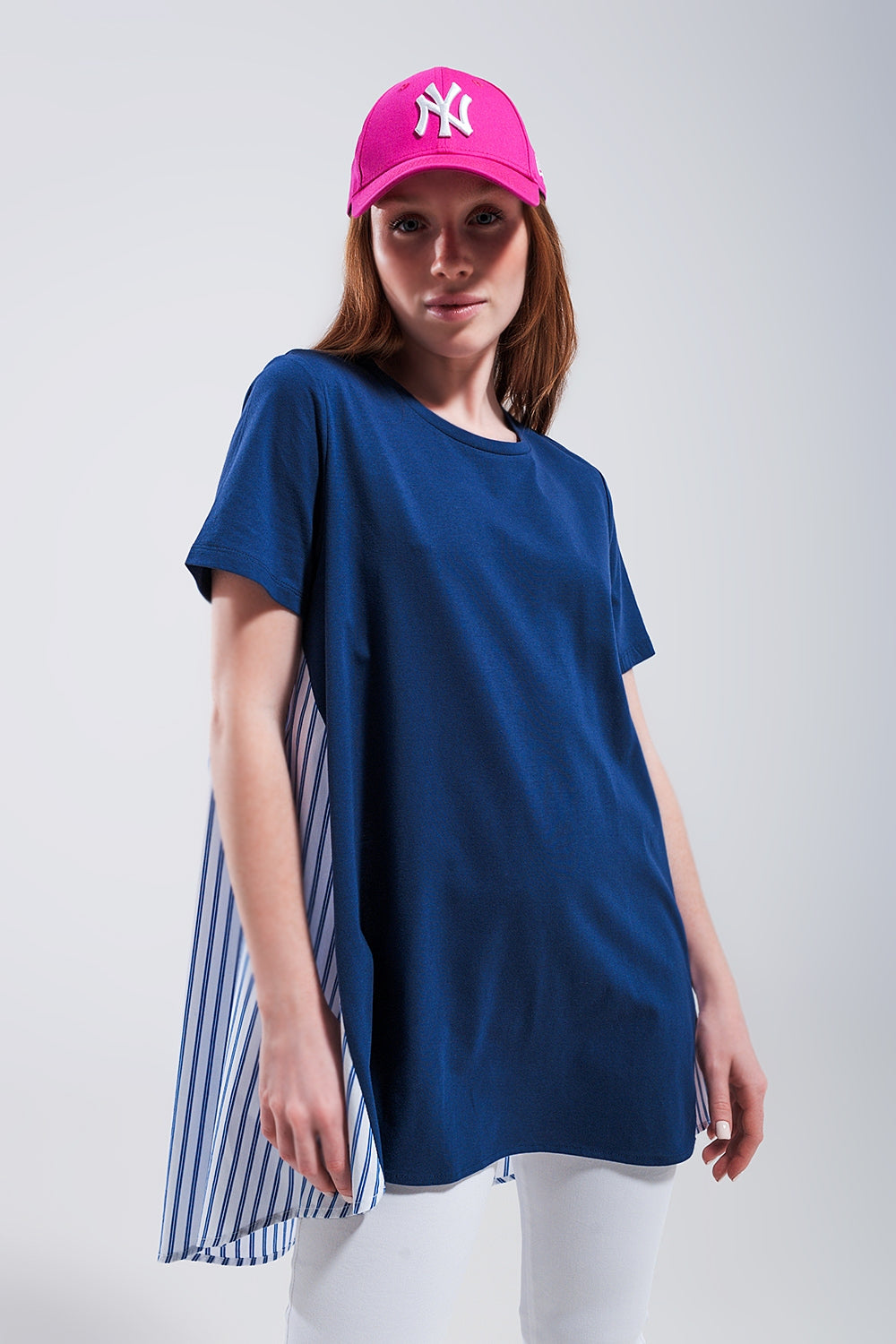 Half and half t shirt in blue Szua Store