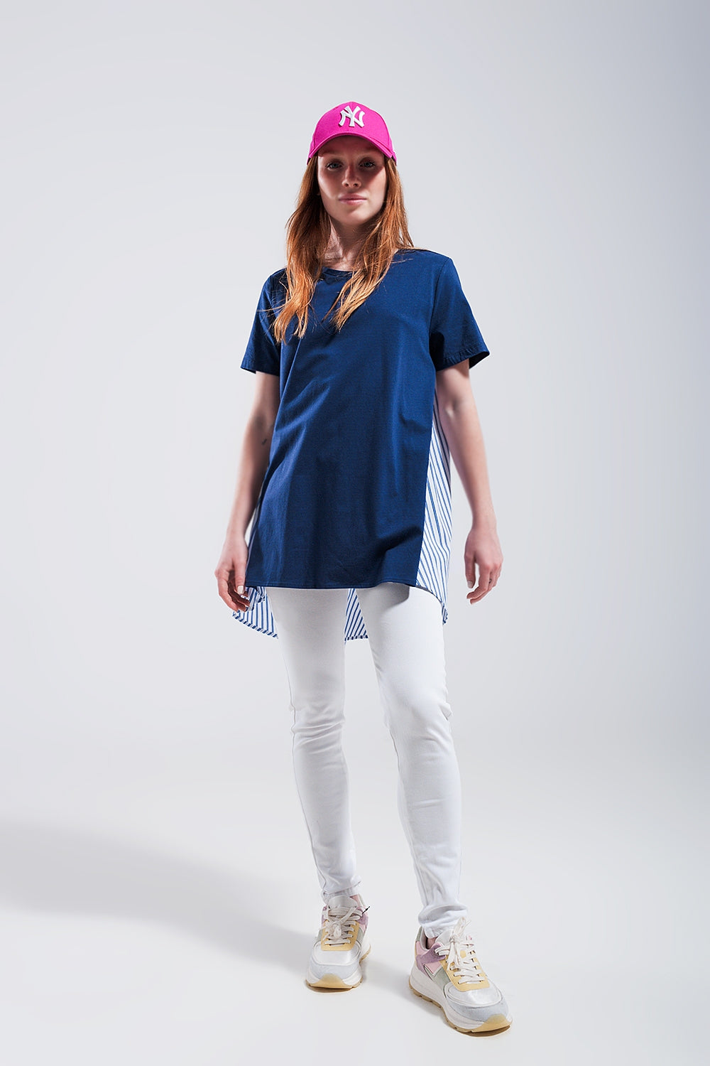 Half and half t shirt in blue Szua Store