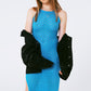 Q2 Halter Crochet Midi Dress in Blue