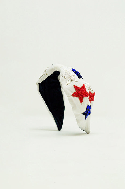 Headband with sequin stars in white - Szua Store