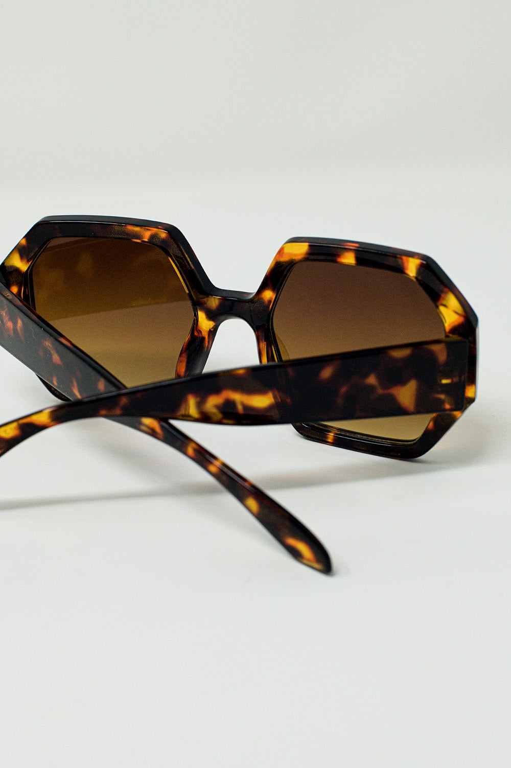 Hexagonal Oversized Sunglasses In Dark Tortoiseshell - Szua Store
