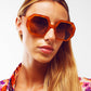 Q2 Hexagonal Oversized Sunglasses In Vintage Tortoiseshell