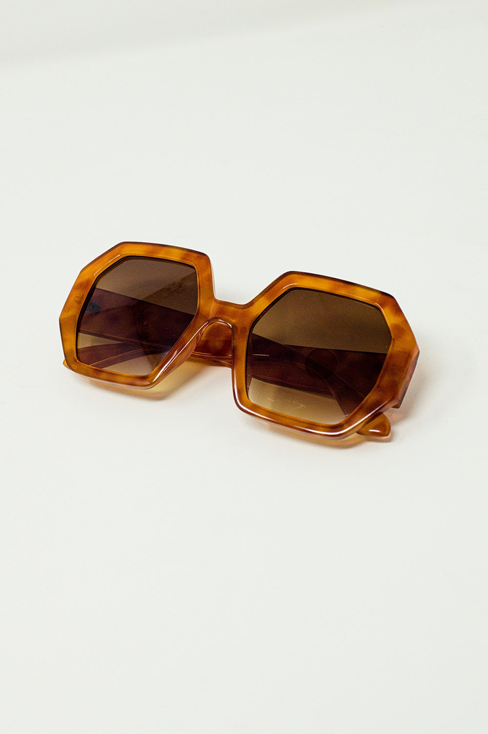 Hexagonal Oversized Sunglasses In Vintage Tortoiseshell - Szua Store