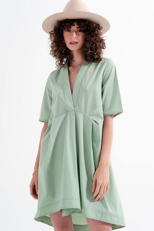 High low dress with empire waistline in green Szua Store