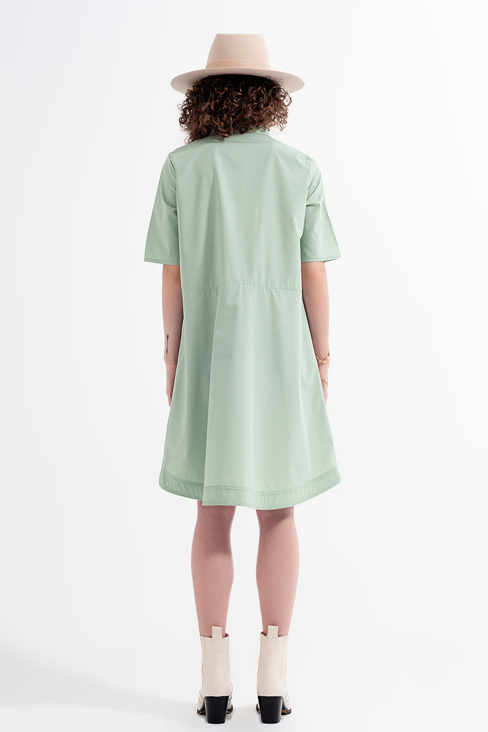 High low dress with empire waistline in green Szua Store