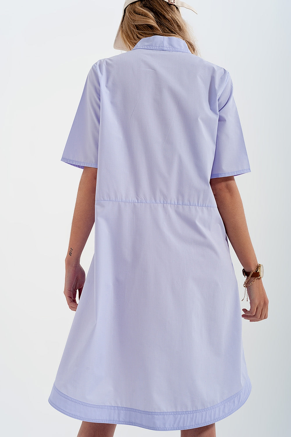 High-low dress with empire waistline in lilac Szua Store
