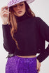 High neck cropped jumper in black Szua Store